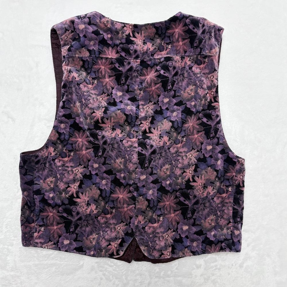 VTG 90s Campus Casuals Floral Velvet Vest Small Moody Romantic Witchy Whimsigoth - Picture 3 of 9
